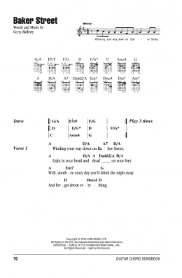 page one of Baker Street (Guitar Chords/Lyrics)