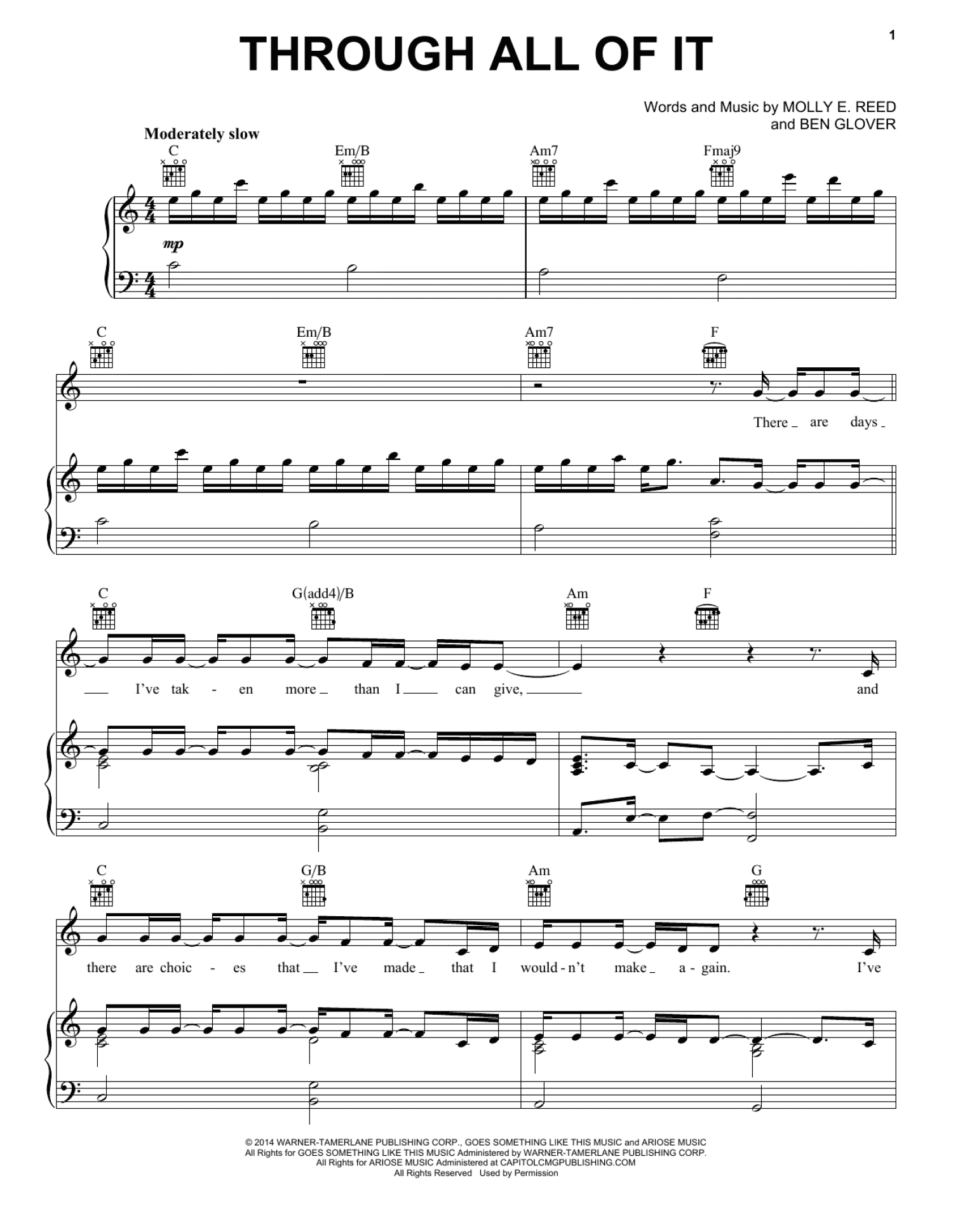 Through All Of It (Piano, Vocal & Guitar Chords (Right-Hand Melody))