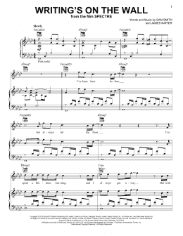 page one of Writing's On The Wall (Piano, Vocal & Guitar Chords (Right-Hand Melody))