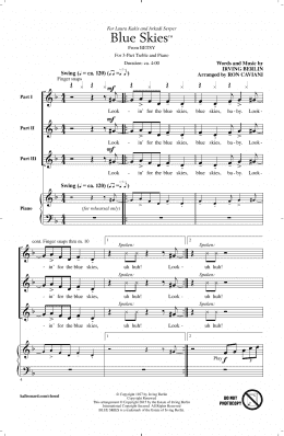 page one of Blue Skies (3-Part Treble Choir)