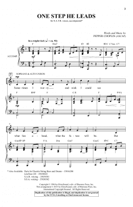 page one of One Step He Leads (SATB Choir)