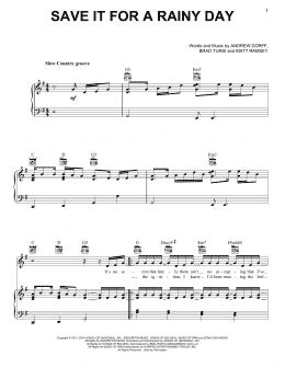 page one of Save It For A Rainy Day (Piano, Vocal & Guitar Chords (Right-Hand Melody))