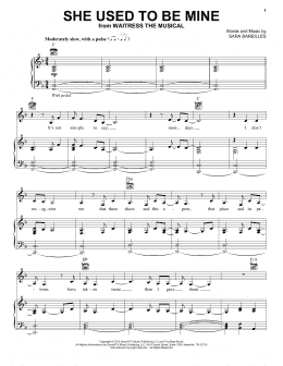 page one of She Used To Be Mine (from Waitress The Musical) (Piano, Vocal & Guitar Chords (Right-Hand Melody))