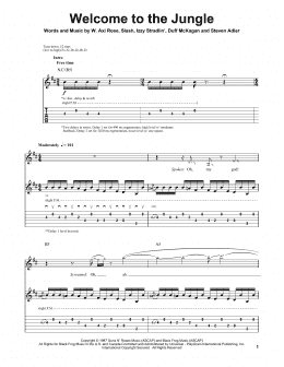 page one of Welcome To The Jungle (Guitar Tab (Single Guitar))