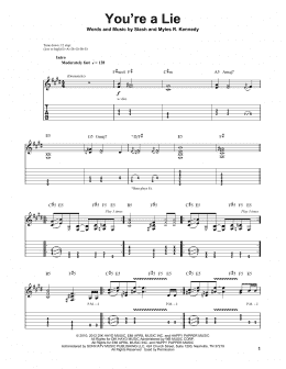 page one of You're A Lie (Guitar Tab (Single Guitar))