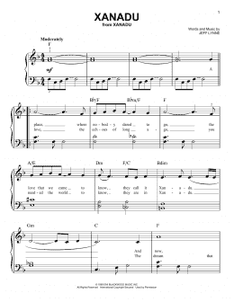 page one of Xanadu (Very Easy Piano)