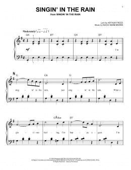 page one of Singin' In The Rain (Very Easy Piano)