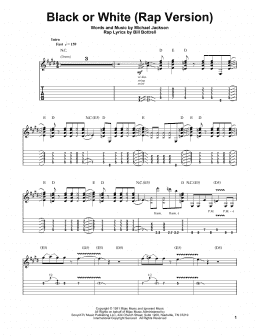 page one of Black Or White (Guitar Tab (Single Guitar))