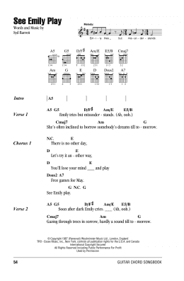 page one of See Emily Play (Guitar Chords/Lyrics)