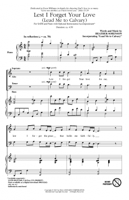 page one of Lest I Forget Your Love (Lead Me To Calvary) (SATB Choir)
