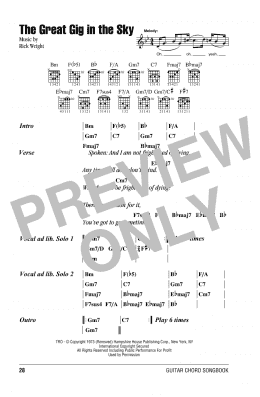 page one of The Great Gig In The Sky (Guitar Chords/Lyrics)