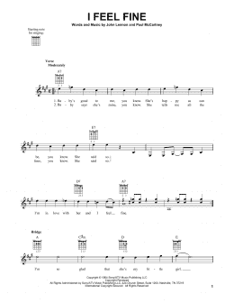 page one of I Feel Fine (Easy Guitar)