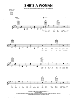 page one of She's A Woman (Easy Guitar)