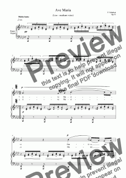 page one of Ave Maria -Schubert-Download Sheet Music (Mezzo-Soprano/Baritone) Royalty FREE