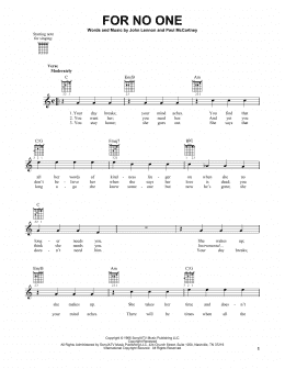 page one of For No One (Easy Guitar)