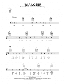 page one of I'm A Loser (Easy Guitar)