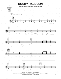 page one of Rocky Raccoon (Easy Guitar)