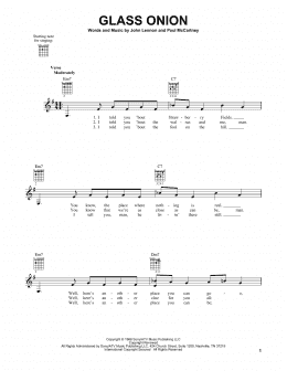 page one of Glass Onion (Easy Guitar)