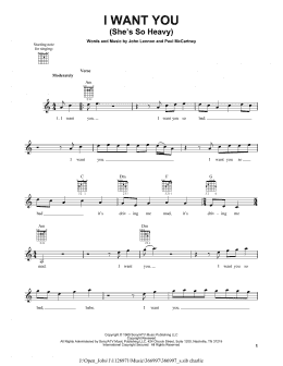 page one of I Want You (She's So Heavy) (Easy Guitar)