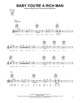 page one of Baby You're A Rich Man (Easy Guitar)