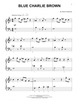 page one of Blue Charlie Brown (Beginning Piano Solo)