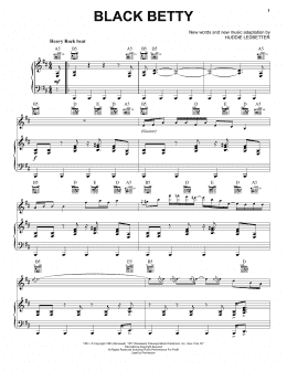 page one of Black Betty (Piano, Vocal & Guitar Chords (Right-Hand Melody))