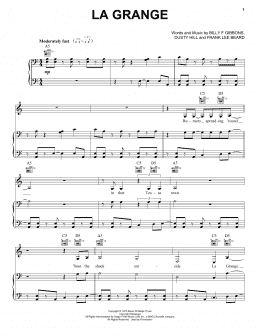page one of La Grange (Piano, Vocal & Guitar Chords (Right-Hand Melody))
