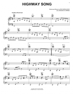 page one of Highway Song (Piano, Vocal & Guitar Chords (Right-Hand Melody))