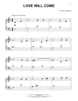 page one of Love Will Come (Beginning Piano Solo)