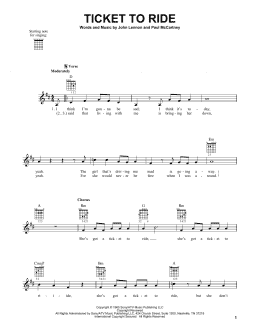 page one of Ticket To Ride (Easy Guitar)