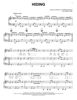 page one of Hiding (Piano, Vocal & Guitar Chords (Right-Hand Melody))