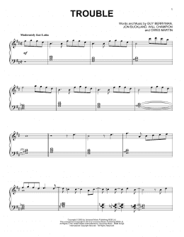 page one of Trouble [Jazz version] (Piano Solo)