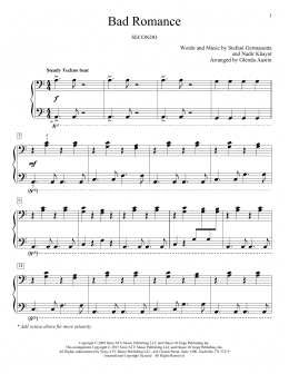 page one of Bad Romance (Piano Duet)