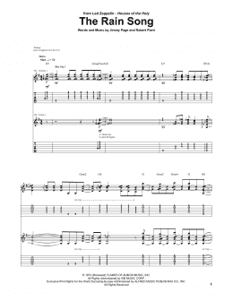 page one of The Rain Song (Guitar Tab)