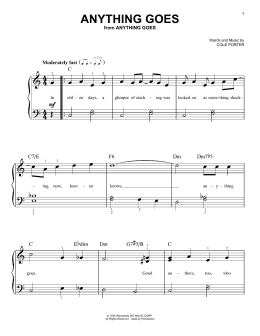 page one of Anything Goes (Very Easy Piano)