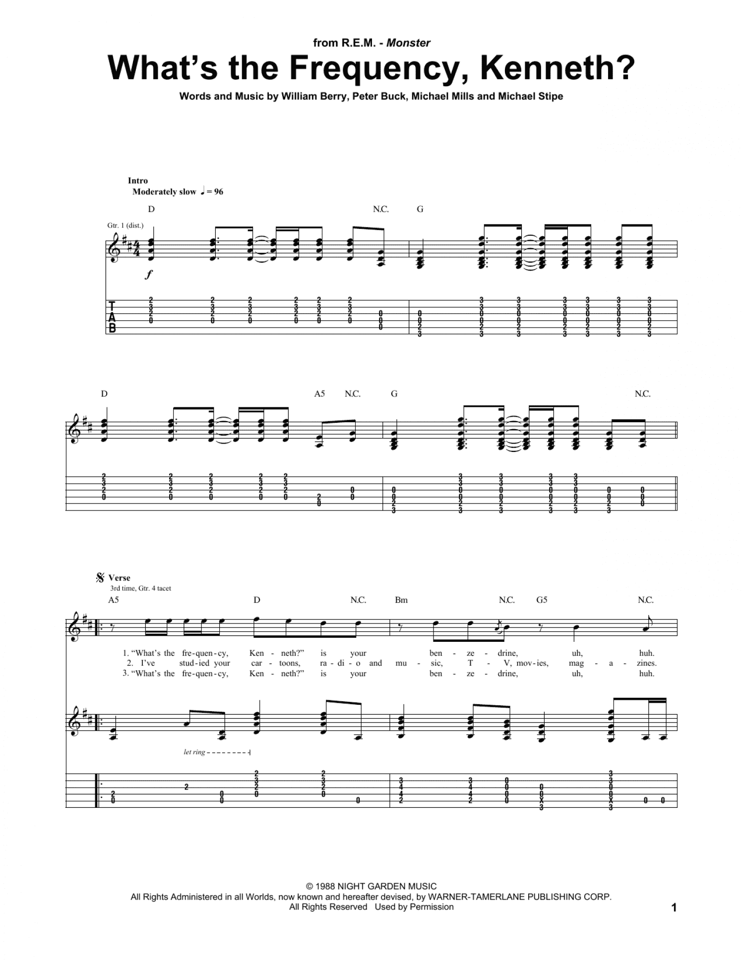 What's The Frequency, Kenneth? (Guitar Tab)