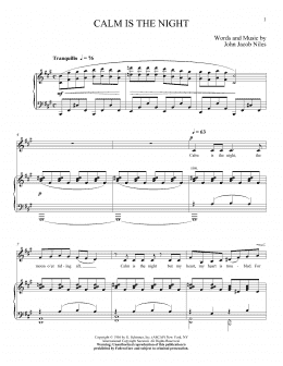 page one of Calm Is The Night (Piano & Vocal)