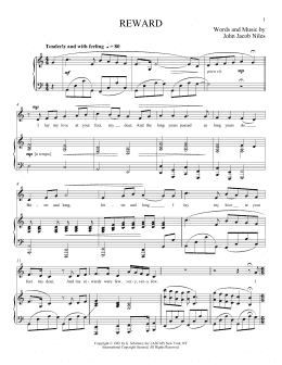 page one of Reward (Piano & Vocal)