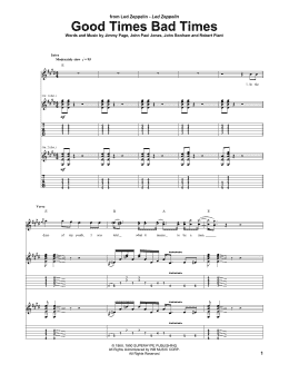 page one of Good Times Bad Times (Guitar Tab)
