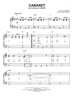 page one of Cabaret (Very Easy Piano)