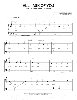 page one of All I Ask Of You (from The Phantom Of The Opera) (Very Easy Piano)