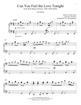 page one of Can You Feel The Love Tonight (from The Lion King) (arr. Eric Baumgartner) (Piano Duet)