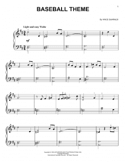 page one of Baseball Theme (Easy Piano)