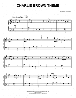 page one of Charlie Brown Theme (Easy Piano)