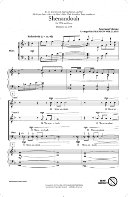 page one of Shenandoah (TTBB Choir)