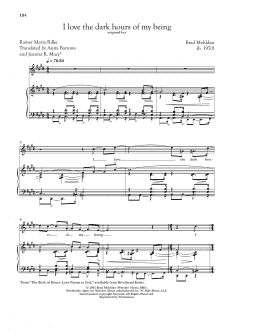 page one of I Love The Dark Hours Of My Being (Piano & Vocal)