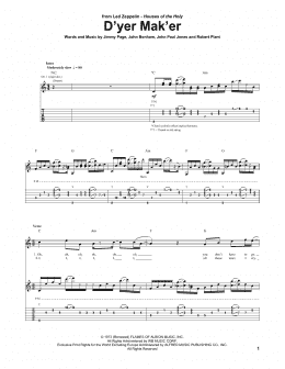 page one of D'yer Mak'er (Guitar Tab)