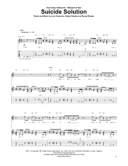 page one of Suicide Solution (Guitar Tab)