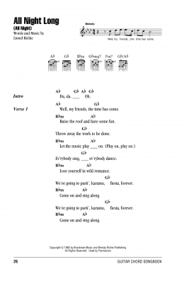 page one of All Night Long (All Night) (Guitar Chords/Lyrics)