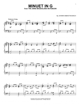 page one of Minuet In G [Jazz version] (Piano Solo)